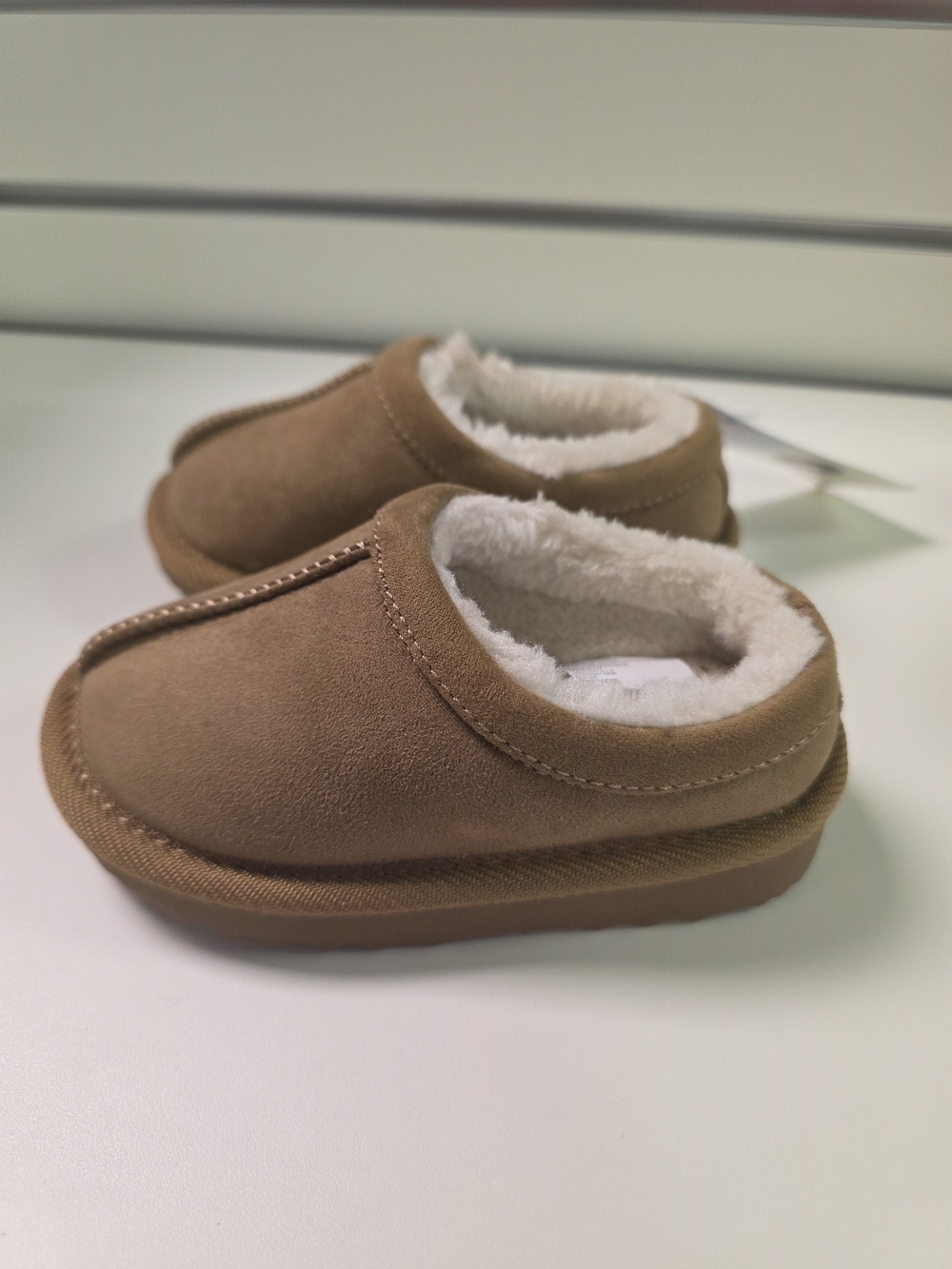 Cat & Jack Tan Suede-Look Cozy Slip-On Slippers - Picture 2 of 5
